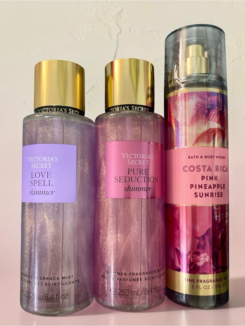 Victoria's Secret Shimmer Fragrance Mist Set ; Bath & Body Fragrance(3 sets)